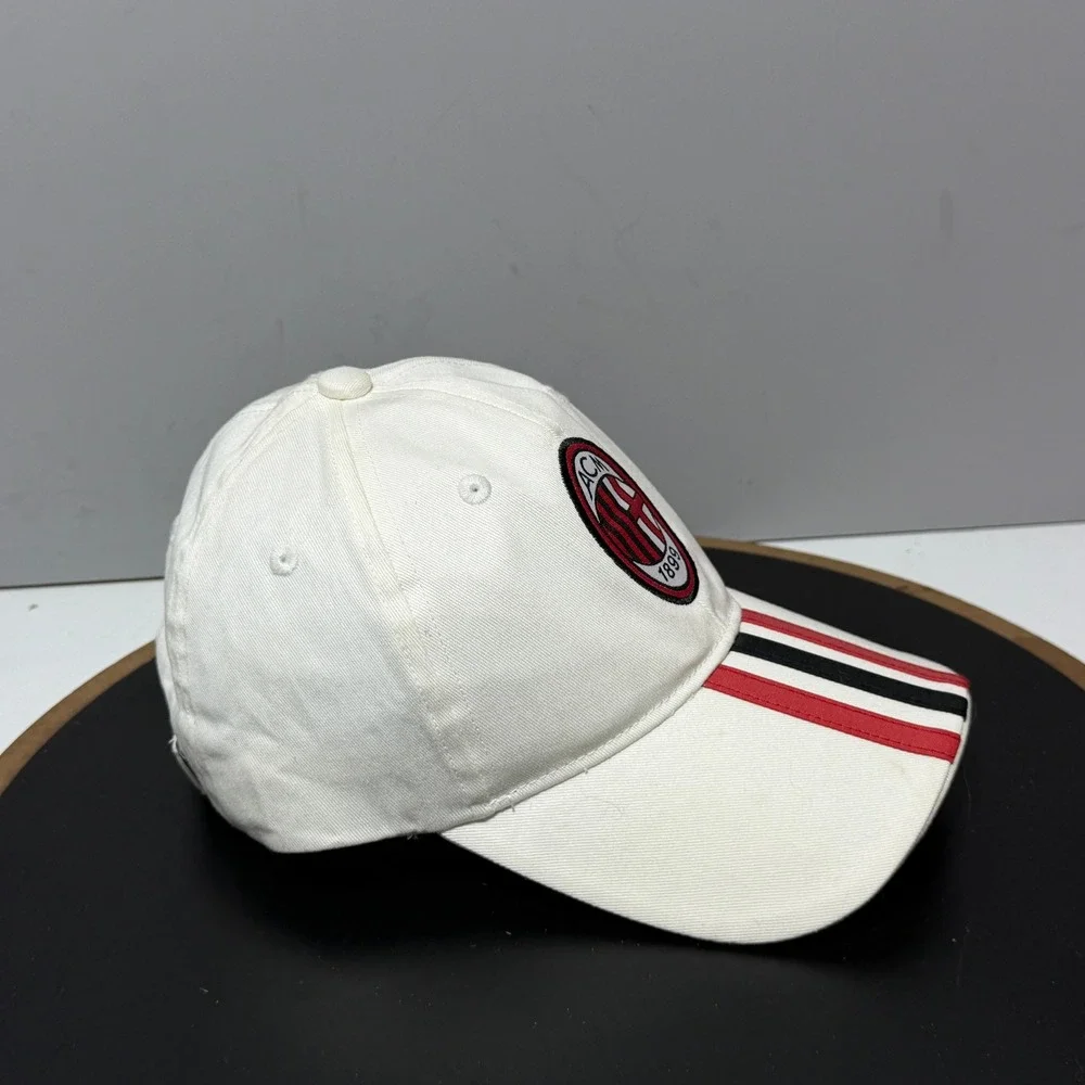 AC‎ Milan Hat Adidas Youth OSFM Soccer Fan Futbol Cap White Red Black Striped